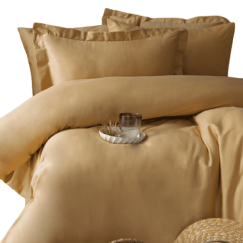 Saténová napínacia plachta SIMPLY MUSTARD 90x200 / 50x70 (1)